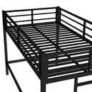 Twin Size Metal Loft Bed, Loft Bed with Easy Climbing Ladder and Guardrails for Kids, Black