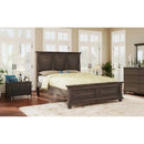 Traditional Town and Country Style Pinewood Vintage King Bed, Rich Brown
