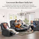 Grey Leather Reclining Loveseat Sofa Set With Console And Two Chairs