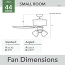 44 Inch Indoor Ceiling Fan With LED Lights Quiet Motor