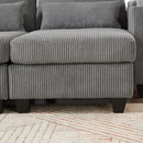 Convertible Chaise Lounge Sofa Chair Corduroy Sleeper with USB Ports, Cup Holders, Storage, Grey