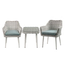 Tashay - 3 Piece Patio Bistro Set - Green Fabric & Beige Wicker