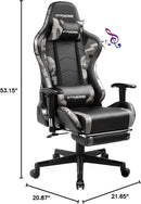 Gaming Chair With Bluetooth Speakers And Footrest Blue