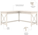 L-Shaped Desk 60W Linen White Oak Modern Farmhouse