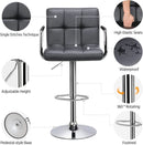 Grey Adjustable PU Leather Swivel Bar Stools Set Of 2
