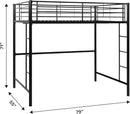 Urban Industrial Metal Double Loft Bunk Bed Full Black