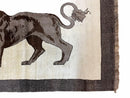 3 x 5 Handmade Rug Brown Beige Hand-Knotted Lion Rug New Vintage Quality Animal