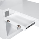83.4'Tall Bookshelf with Writing Desk, Modern Bookcase with Study Desk, Workstation with Storage Shelf,Storage Bookcase with Open Shelves and LED Lighting for Living Room,Home Office,White