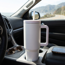 40 oz. Stainless Steel Modern Tumbler with Handle & Straw - White