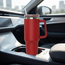 40 Oz Stainless Steel Tumbler with Handle & Straw - Red