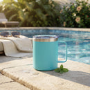 12 Oz Stainless Steel Travel Mug with Handle - Aqua