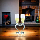 Toasting Goblets With Heart Shaped Separating Base & Stem