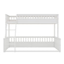 Twin XL over Queen Bunk Bed with Ladder and Guardrails, White