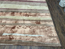 Modern Tibetan Rug 8x11 Nepali Carpet, Shiny Velvely Soft Wool and Silk, Contemporary Hand Knotted Rug, Striped Design, Wool Area Rug 8 x 11