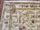 Vintage Nepali Tibetan Aubusson Rug 6x9, Wool Hand-Knotted Cream Beige Carpet, Leaves & Floral Pattern 6 x 9 Soft Area Rug Home Office Rug
