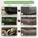 Living Room Sofa Slipcovered Sofa 3 Seater Sofa With 3 Ottomans, Oversized 3-Seat Sleeper Sofa Bed Home Theater Sofa,  Chenille, Green