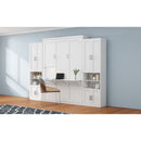 Full Size Murphy Bed with 2 Side Cabinet Storage Shelves, 61.5-inch Cabinet Bed Folding Wall Bed with Desk Combo Perfect for Guest Room, Study, Office,White(old sku:BS7013008109C)