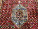 Indo Persian Bidjar Rug 10x14, Red and Dark Blue, Herati Mahi Pattern, Vintage