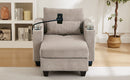 Convertible Chaise Lounge Sofa Chair with USB Ports, Cup Holders, Phone Holder, Storage, Brown Corduroy, 37.4'