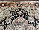 Pak Persian Rug 8x10, Pakistani Mahal Sultanabad Carpet, Signature from Master Weaver, Shiny Wool, Black Red Vintage Handmade Medallion Rug