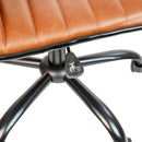 Low-Back Ribbed Upholstered Vinyl Swivel Desk Chair, Brown, Adjustable Height