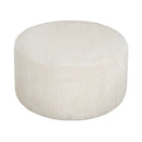 Upholstered Round Ottoman,Beige,Corduroy