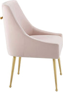 Pink Velvet Dining Chair With Gold Accents For Dining Room