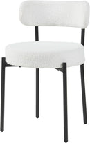 White Boucle Dining Chairs Set Of 2 For Dining Room