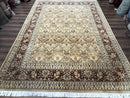 Fine Pak Persian Rug 9x12, Gold and Wine Red, Panel Design, 330 KPSI