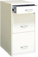 3 Drawer 27.32 Inch White Metal Filing Cabinet Lockable Preassembled For Legal And Letter Size