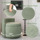 Emerald Velvet Vanity Ottoman With 360DegreeSwivel