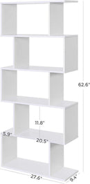 Wooden Bookcase Display Shelf Room Divider 5 Tier White