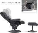 Dark Grey Swivel Recliner With Ottoman Vibration Massage