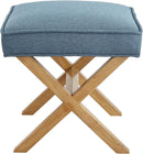 Indigo Blue Upholstered Ottoman Foot Stool 20Wx18Dx18H