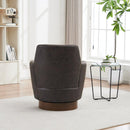 PU leather Swivel Barrel Chair, Swivel Accent Chairs Armchair for Living Room, Reading Chairs for Bedroom Comfy, Round Barrel Chairs with Gold Stainless Steel Base (Brown)