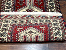 Indo Persian Runner Rug 2.6 x 12, Heriz Geometric Caucasian Design, Animal Pictorials, Tribal Runner Rug, Vintage Handmade Wool Red