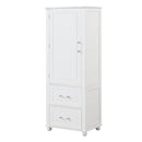 Tall Bathroom Storage Cabinet, Freestanding Storage Cabinet with Two Drawers and Adjustable Shelf, MDF Board with Painted Finish, White (Old Sku:WF312728AAK)