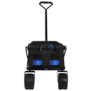 360° Rotating Rear Wheel Heavy-Duty Folding Wagon – Multi-Use Garden Cart with All-Terrain Wheels, Dual-Color (Black & Blue) Design for Camping, Beach, Picnic & Outdoor