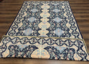 Needlepoint Rug 6x9, Ivory and Navy Blue