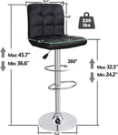 Set of 4 Adjustable Swivel PU Leather Bar Stools Modern