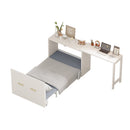 Twin Size Murphy Cabinet Bed with Adjustable Position Desk, Murphy Chest Dresser Bed with Foldable Cushion for Guest Room,Small Space, White
