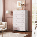 Fabric Dresser With 10 Drawers In White For Bedroom Storage