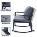 Ainfox Outdoor Patio Furniture Rocking Loveseat, Wicker Rattan Sofa