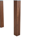 Transparent Tempered Glass Dining Table with Walnut MDF Wood Grain Legs, 49.6x30 Inch