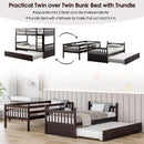 Twin Over Twin Bunk Bed With Trundle In Espresso Solid Wood