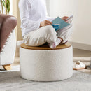 21 Inch Round Ottoman With Ample Storage Compartment