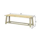 Farmhouse Modern Solid Wood Rattan Bench - 59 Inch Indoor & Covered Outdoor Bench Champagne Finish Multi-Functional Design