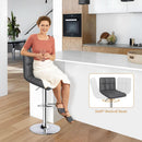 Grey Adjustable Swivel Bar Stools Set of 2 With PU Leather