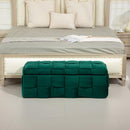 Storage Ottoman,Bedroom End Bench,Upholstered Fabric Storage Ottoman with Safety Hinge, Entryway Padded Footstool, Ottoman Bench for Living Room & Bedroom (Green)