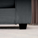 Grey Corduroy 3-Seater L-Shaped Sofa with Ottoman - Comfortable and Stylish for Small Living Rooms